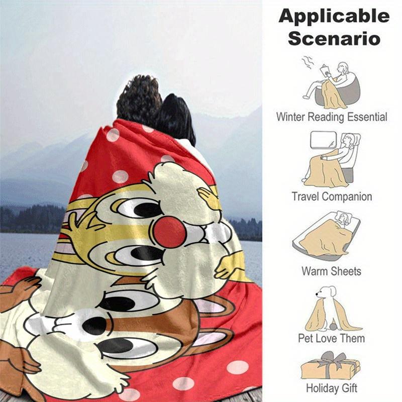1pc Chip and Dale Printing Blanket - Soft, All-Season Throw for Living Room, Bedroom,Personalized Gift with Adorable Cartoon Design