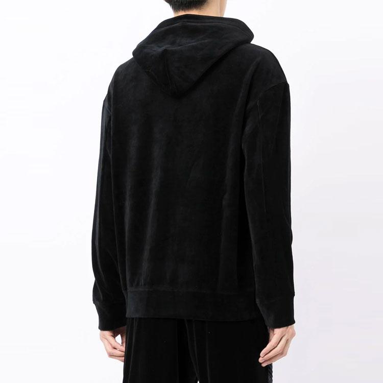 Emporio Armani Velvet Effect Logo Hoodie Men hoodies Black 6K1M89-1JDPZ-0999