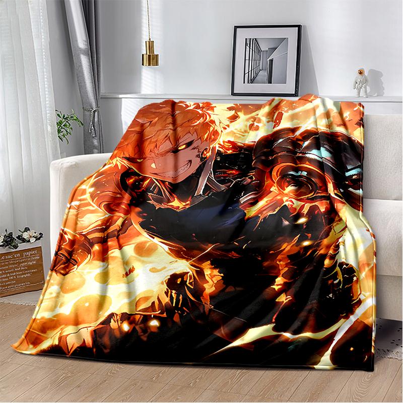 3D One Punch Man Saitama Cartoon Anime Soft Blanket,Soft Throw Blanket for Home Bedroom Bed Sofa Travel Cover Child Gift