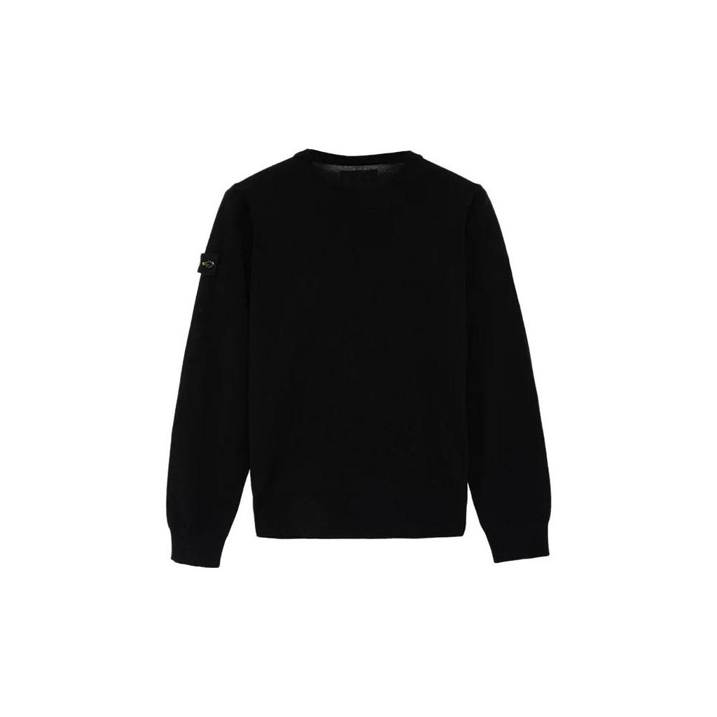 Stone Island Sweater Solid Color Crew Neck Pullover Long Sleeve Kids sweater Black 7916509C4-V0029