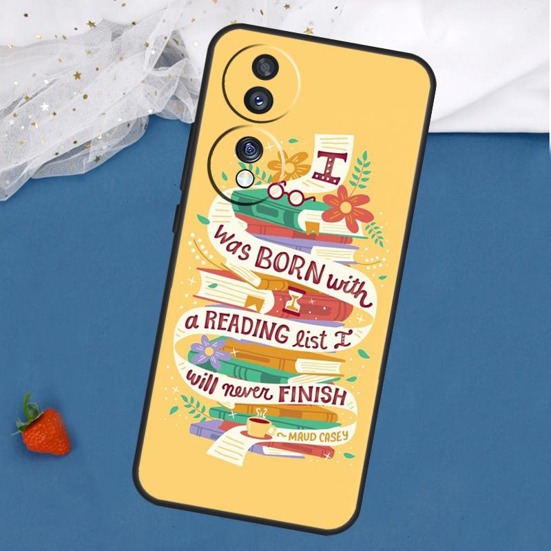 Read Books Library Bookshelf Quotes Case For Honor Magic 8 7 5 6 Lite 400 200 Pro 50 70 90 X8c X8b X9a X9b X9c X9d Win RT Cover