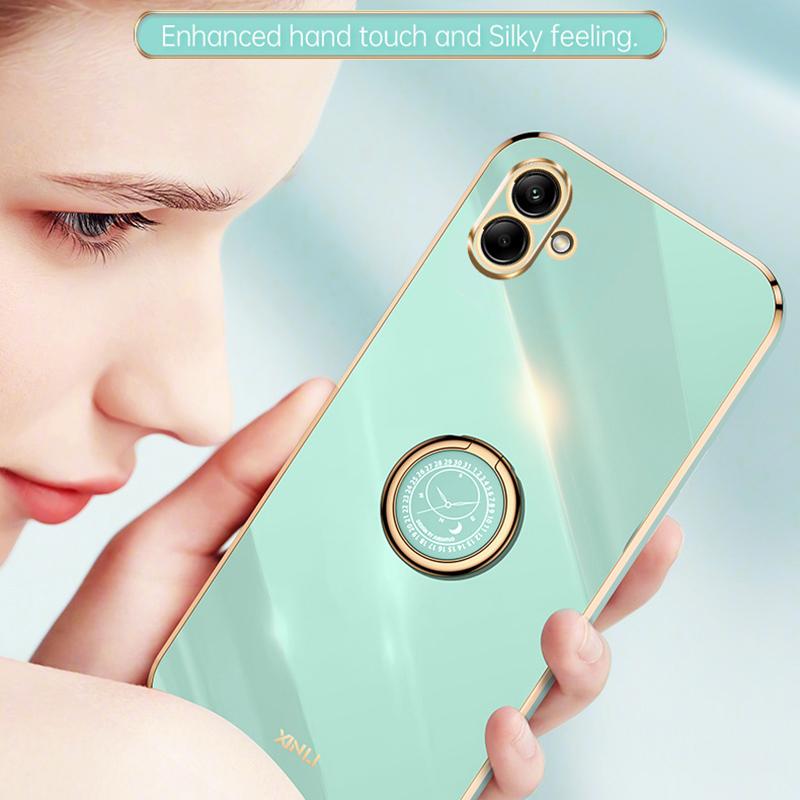 XINLI For Samsung Galaxy A04e 4G/F04 4G/M04 4G Case Kickstand Electroplated TPU Cover