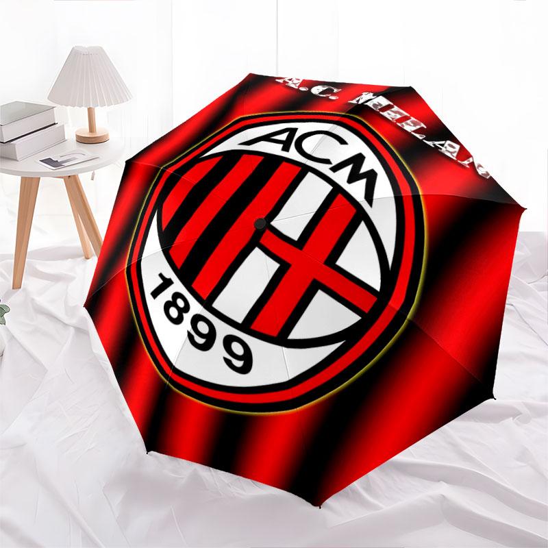 AC Milan logo pattern, automatic folding umbrella, portable and foldable design, 8 ribs, a Christmas or birthday gift.