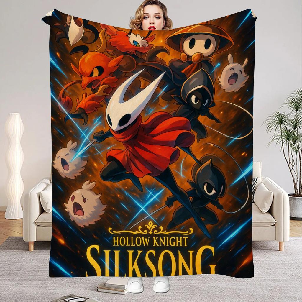 Hollow Knight Blanket Cartoon Game Printed Flannel Blanket for Home Living Room Bedroom Decor New Year Christmas Gift for Fans
