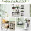 Shower Caddy, Adhesive Shower Organizers Large Capacity Stainless Steel, Drill-Free Shower Shelves for Inside Shower with Hooks SC01-2