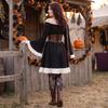 Womens Medieval Renaissance Dress Off Shoulder Gothic Style Corset Waist Vintage Long Sleeve Flared Skirt Costume for Halloween or Themed Events