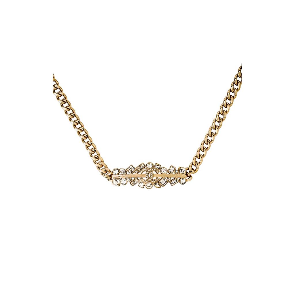 CHANEL Pre Owned 2023 Rhinestone embellished Cc Chain Necklace ABA281-B10373-NM707