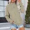 Women's Loose Fit Zip Up Sweatshirt Color Round Neck Long Sleeve Top