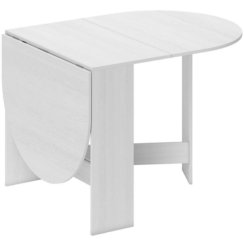 Tavolo da pranzo pieghevole, tavolo da cucina pieghevole ovale fino a 6 persone, per piccoli spazi, sala da pranzo, bianco