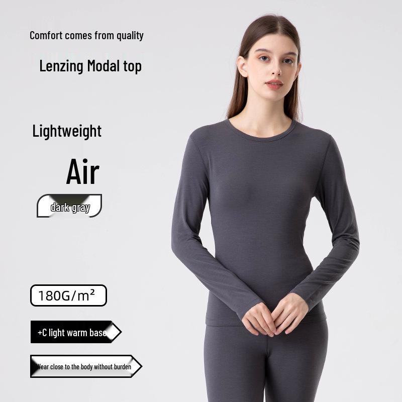 

Женский теплый осенний комплект нижнего белья из модала Lenzing - Приятный к коже базовый слой: топ и брюки с воротником L (100-120 lbs)