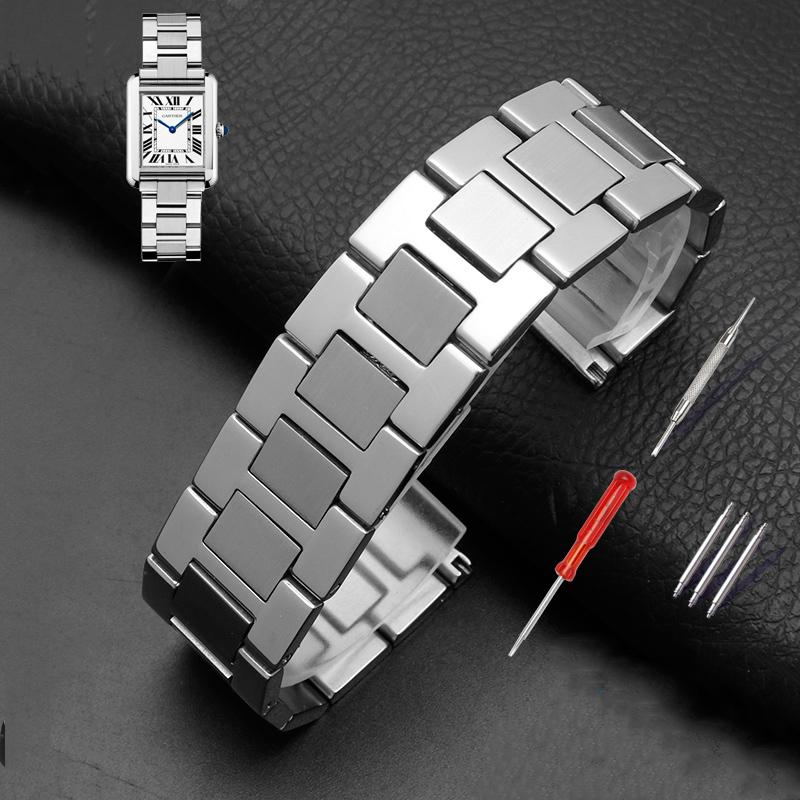 

Ремешок для часов Для серии Cartier TANk SOLO Оригинальная версия Цельная цепочка для часов из тонкой стали Аксессуары Плоский интерфейс 16 17.5 20 22 мм 16mm