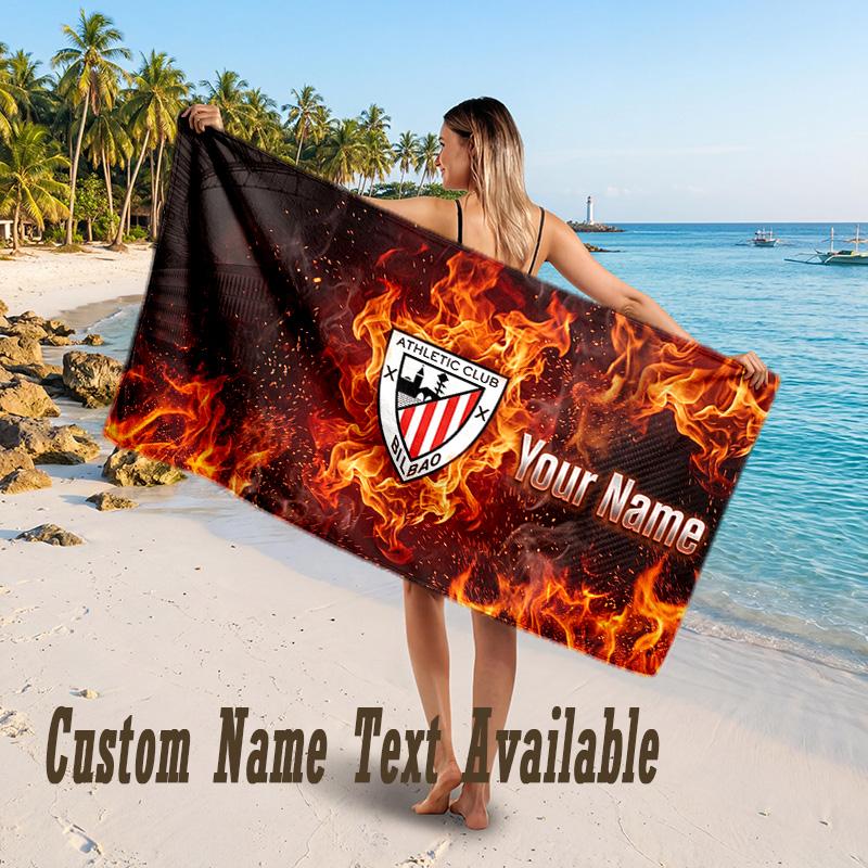 Athletic Bilbao FC Design Beach Towel Custom Text Large Towel for Beach Vacation
