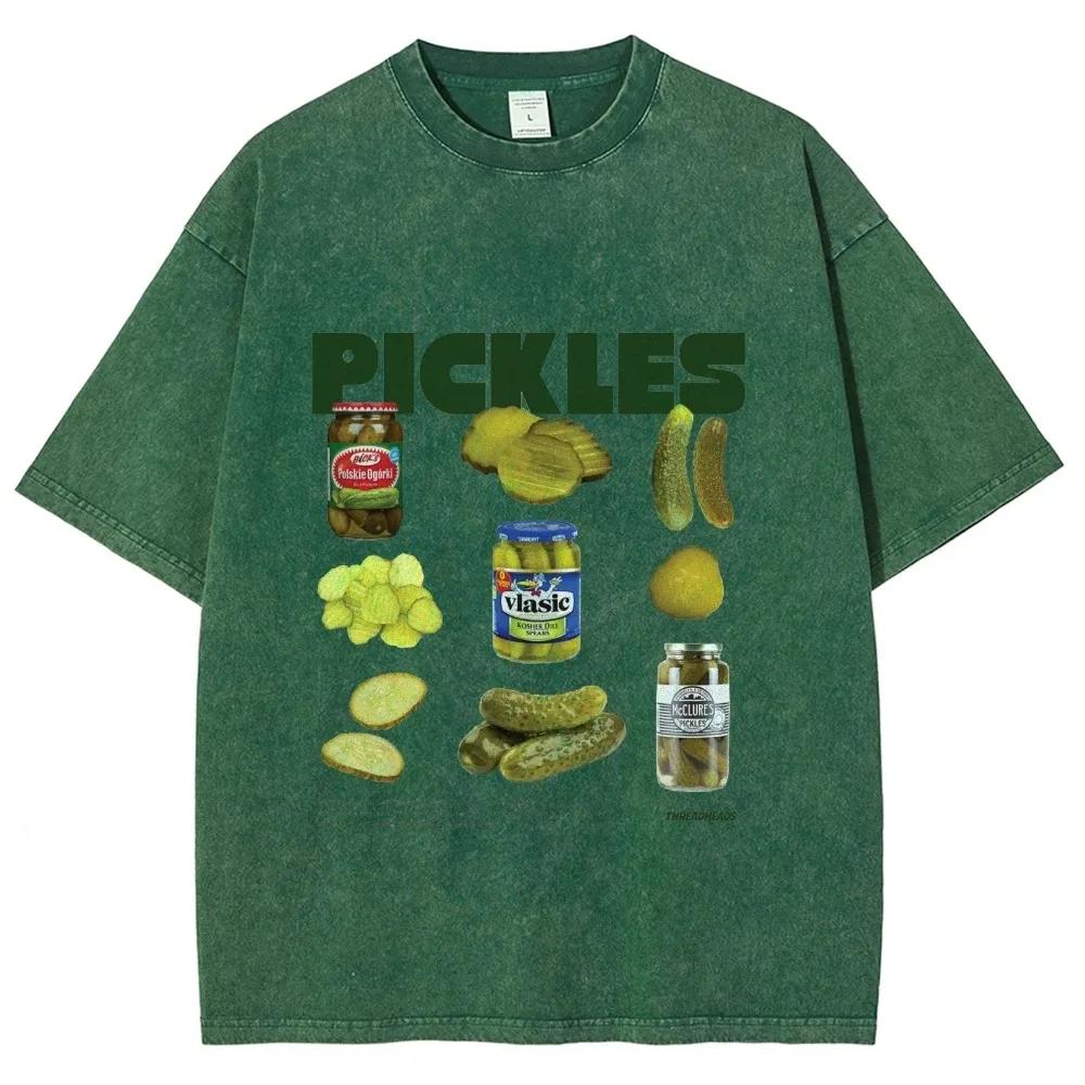 Neutral Summer Retro Washed T-shirt Cartoon Printed Short Sleeved Retro T-shirt Fashionable Round Neck T-shirt