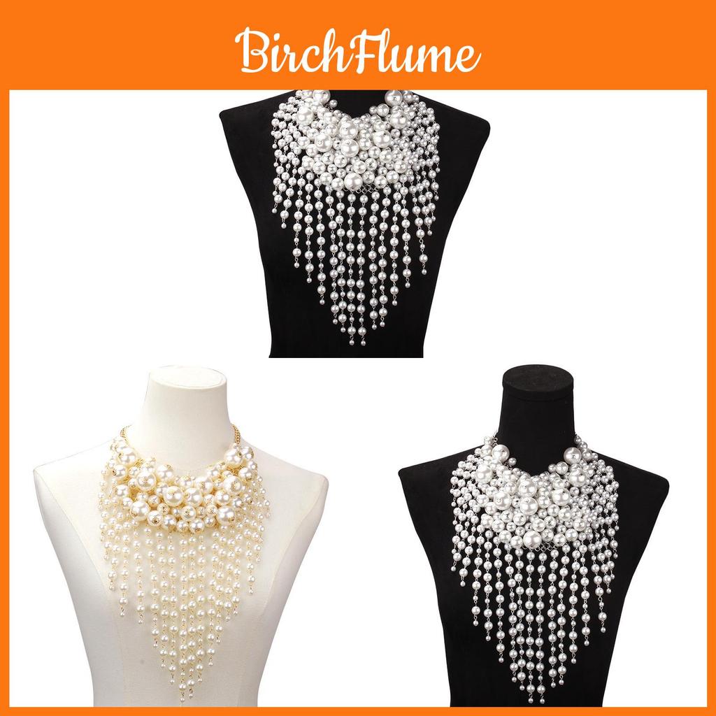 Geometric Alloy Necklace For Women With Faux Pearl Tassels Fashion Jewelry For Spring