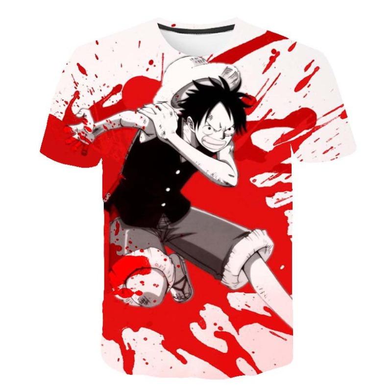 European and American Trendy New One Piece Rubber Man Luffy 3D Digital Printed Cartoon Cool Boy T-shirt