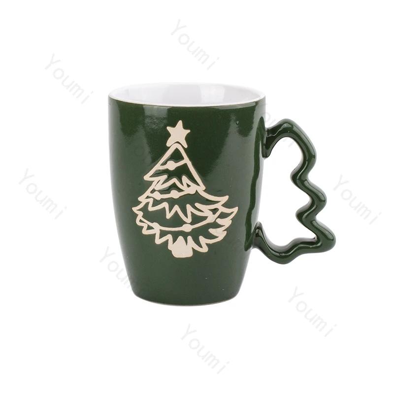 Christmas Cute Cartoon Ceramic Mug Creative Handmade Christmas Tree Coffee Cups Home Breakfast Milk Cup Leisure Office Water Cup