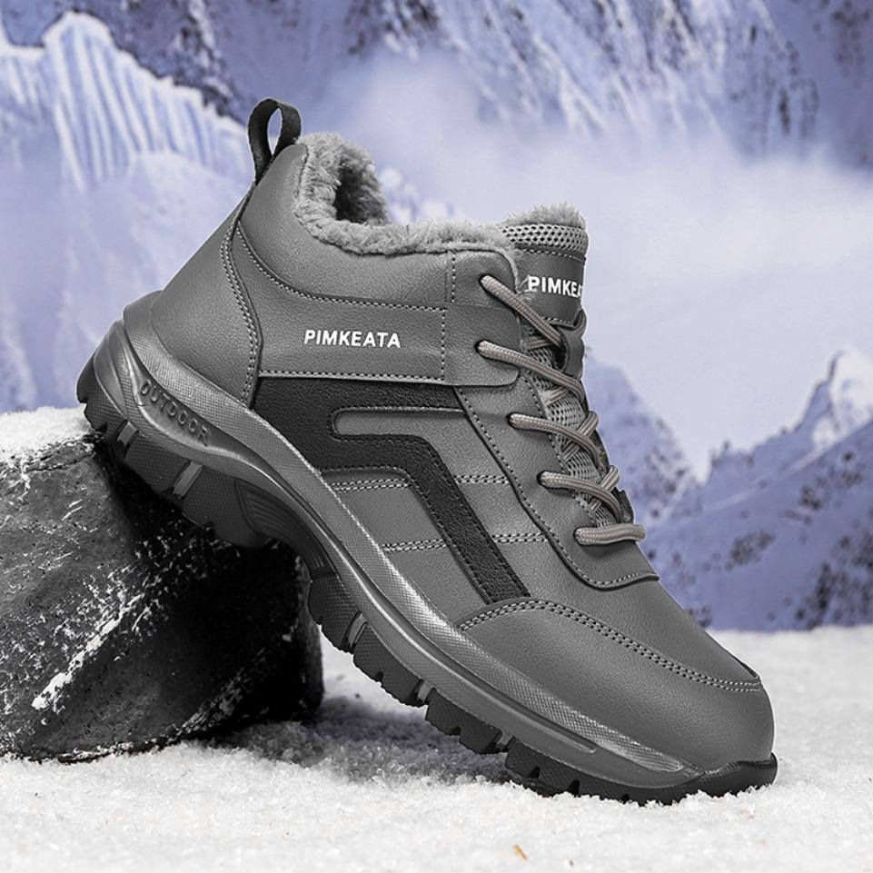 Winterstiefel für Herren Neue Wasserdichte PU-Leder Warme Schnee-Knöchelstiefel Outdoor Warme Plüsch Rutschfeste Arbeits High-Top Freizeitschuhe