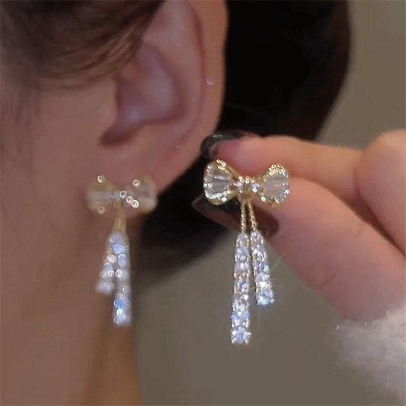 Romantic Flower Clusters Dangle Earring For Women Sweet Temperament Cz Flower Drop Earring  New Fashion Elegant Girl Jewelry