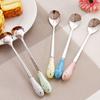 Handle Ceramic Floral Stirring Spoon Tableware Stainless Steel Tableware Milk