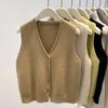 Vintage V-neck Knitted Cardigan, Vest, Vest, Spring High-end Sense Overlay, Sleeveless Top for Women