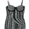 Women's Celebrity Nightclub Party Sexy Suspenders Split Hot Diamonds Dresses