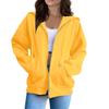 2025 Unisex Fleece Hooded Cardigan Sweatshirt - Solid Color Sports Top for Autumn/Winter
