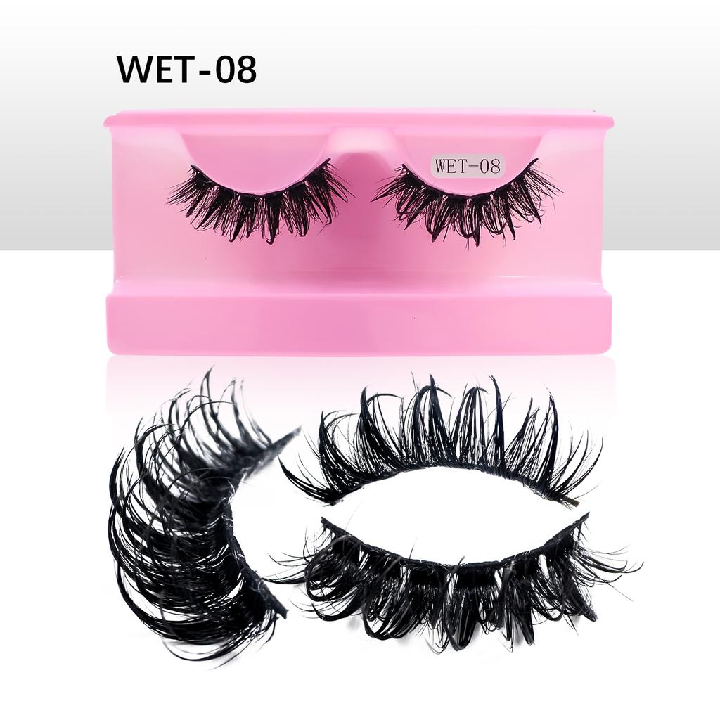 New Wet Spikey Lashes Makeup D Curl Russian Strip Fake Eyelashes Cosplay Natural Full Strip Lashes Supplies