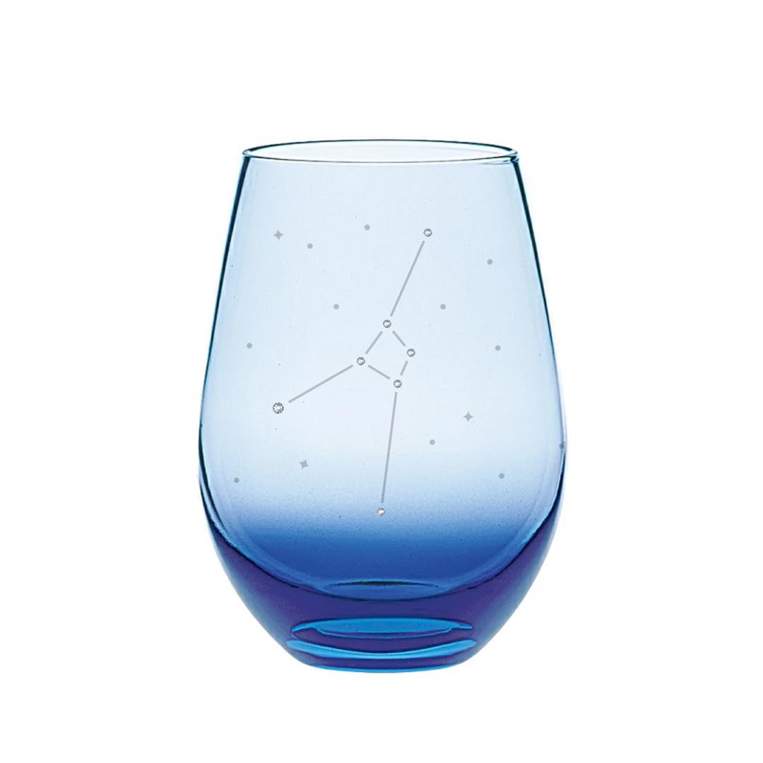 

Sparkling rhinestone tumbler glass featuring the 12 constellations of the zodiac Choose from three colors - Cancer. (blue). синий