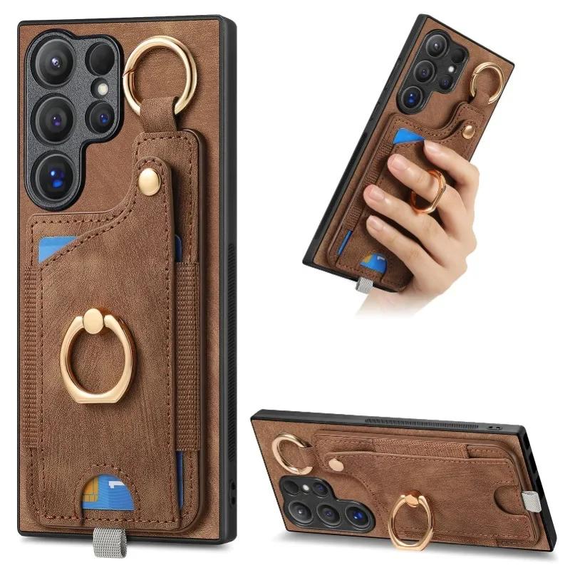 Ring Holder Phone Case for Samsung Galaxy S24 FE S26 S25 S23 S22 Ultra A17 A07 A57 A37 A36 A56 Magnetic Wallet Card Slot Cover