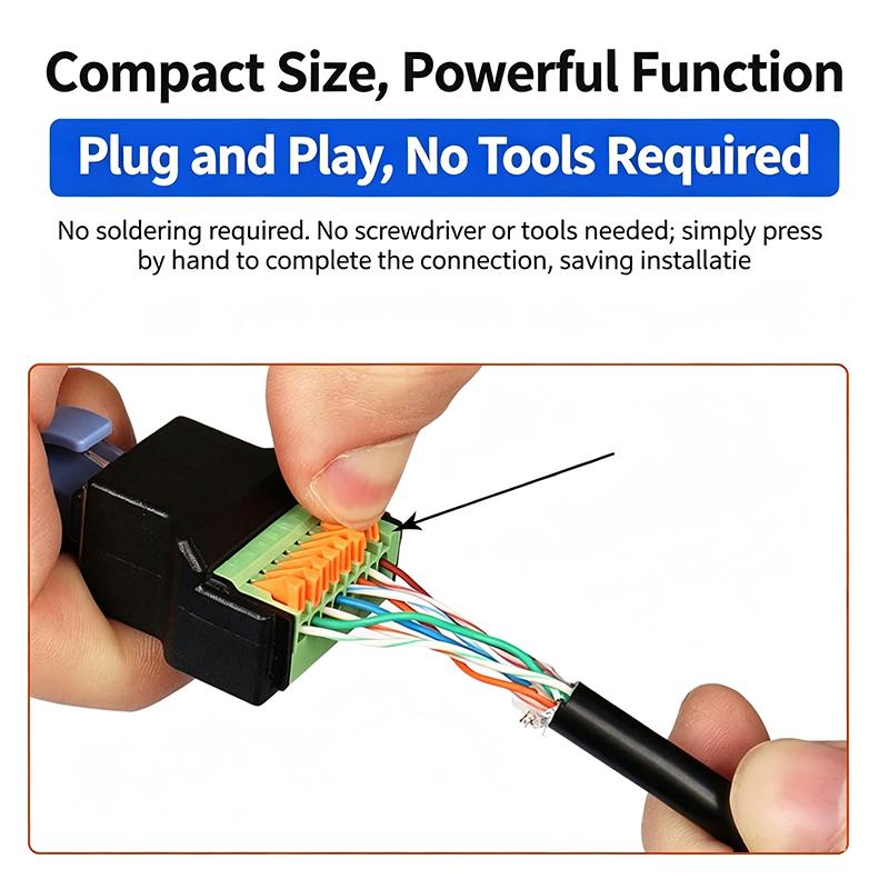 Solderless RJ11 To 8Pin Terminal Block Adapter RJ11 Male Plug / Female Jack To 8P Spring Push Terminal Connector