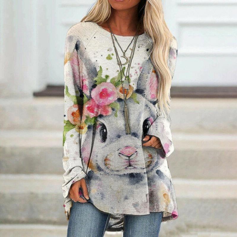 

Свободные женские футболки с круглым вырезом, абстрактные аниме-мультфильмы, каваи, 3D-печать, длинный рукав, модная нестандартная женская одежда, топы 2XL