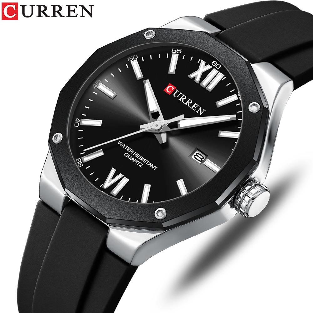 Curren 8465 Men's Casual Rubber Strap Calendar Watch
