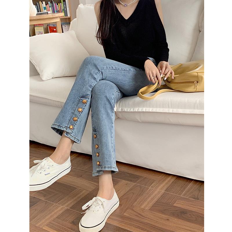 

Autumn 2026 College Style High Waist Slim Fit Jeans for Plus Size Women L синій