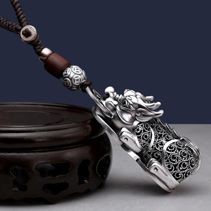 999 Sterling Silver Car Keychain Pendant Men's and Women's Personalized Creative High-end Key Ring Silver Car Hanging Silver Jewelry
