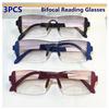 4-Pack Minimalist Bifocal Reading Glasses for WomenAnti-Blue Light Rimless Design Rectangular Shape Plastic Hinge