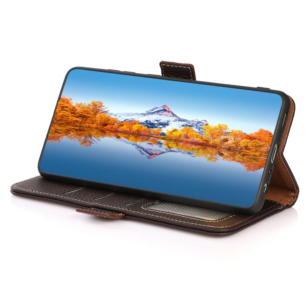 For OnePlus Nord CE4 Lite 5G/Oppo K12x 5G (China) Phone Case Genuine Cow Leather Cover RFID Blocking