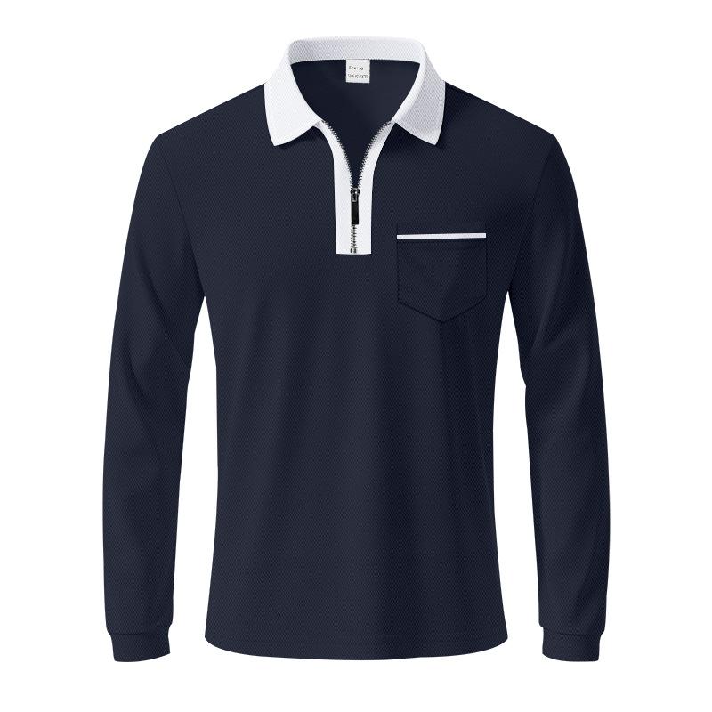 Spring Classic British-style POLO Shirt with Zipper Quick-drying and Breathable