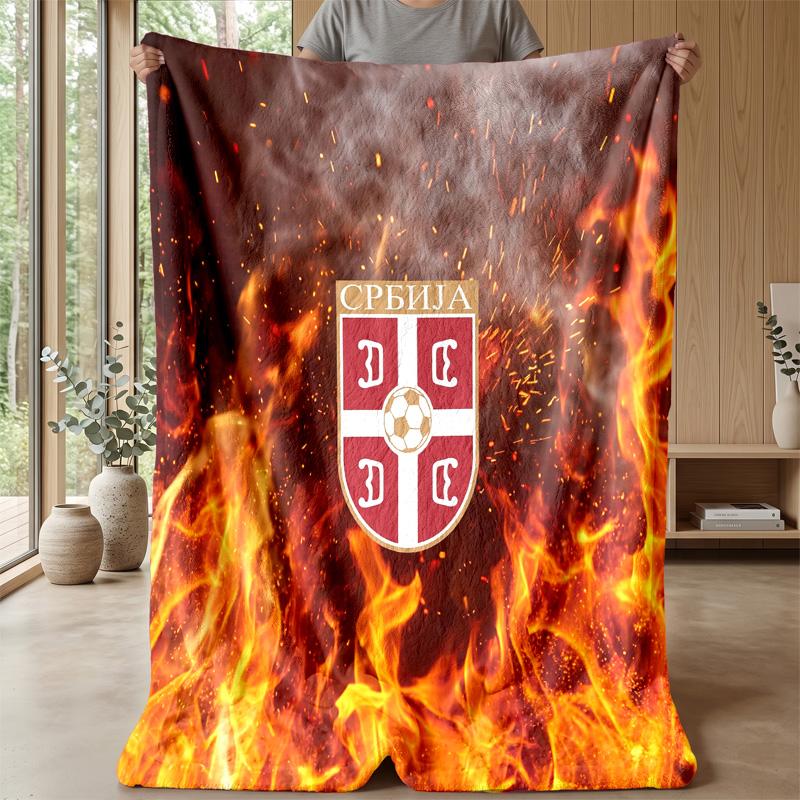 Coperta in Flanella Stampata Serbia Amica della Pelle Calda Decorativa Plaid per Divano Letto Interno Uso Quotidiano