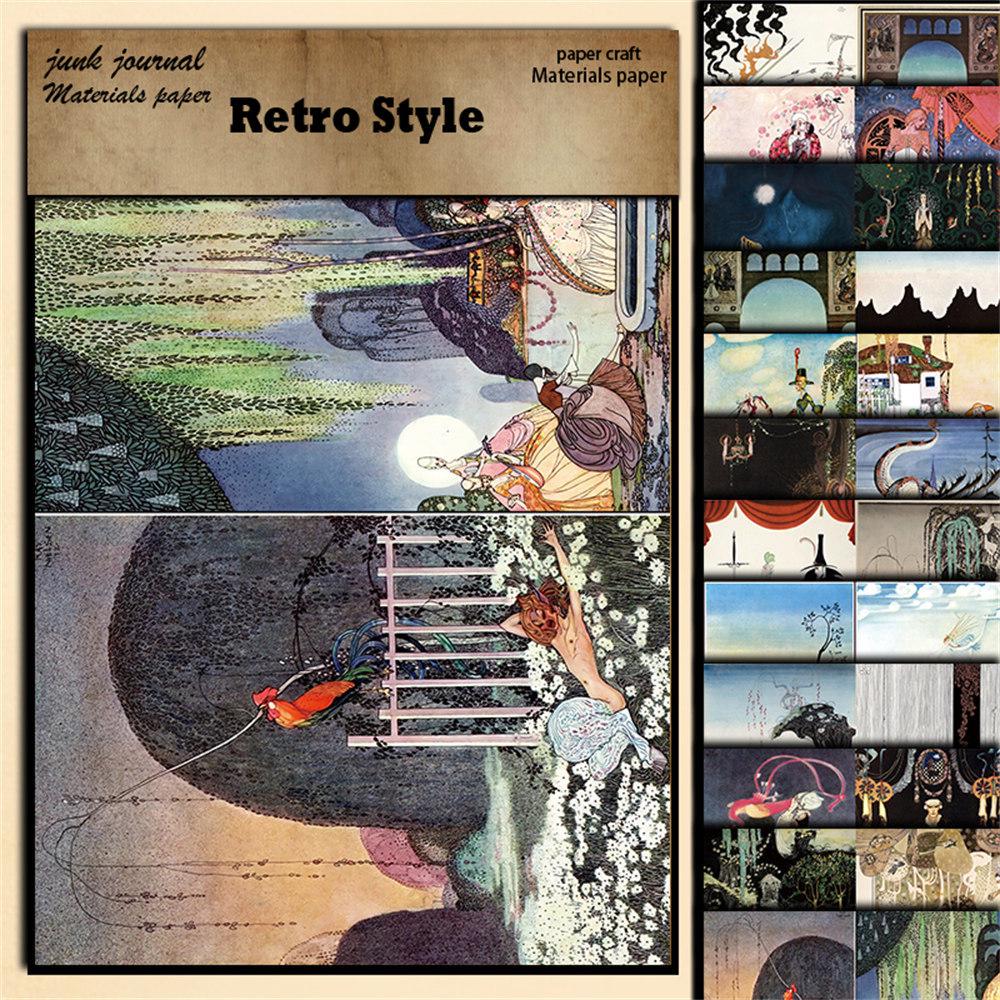 12 Sheets Retro Fantasy Illustration Journal Collage Paper for DIY