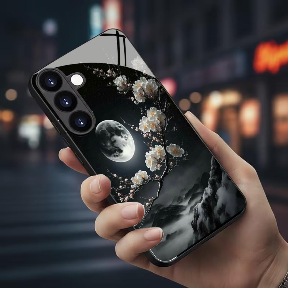 Black flower Phone Case glass phone case for Samsung Galaxy S26 22 23 24 25 PLUS S21 22 23 24 25 ULTRA