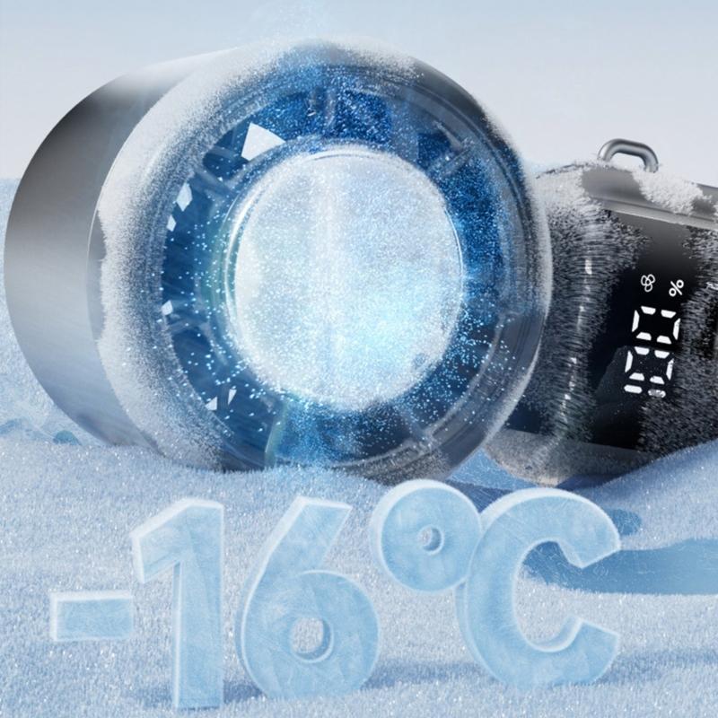 Foldable Desktop Neck Hanging Fan Turbos Cooling Technology 5 Speed LED Display Foldable Portable For Summer Outdoor Use