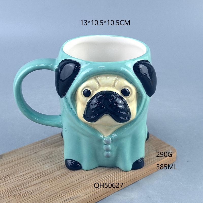 Valentine's Day ceramic pair cup cartoon three-dimensional dog mug gift couple cup belly cup stacking cup breakfast cup