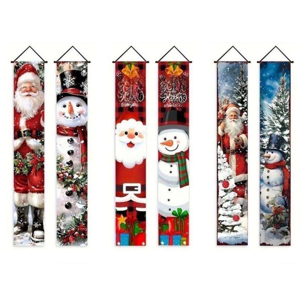 2D Flat Christmas Flag Banners Snowman Christmas Hanging Flag Door Couplets Banner Indoor Outdoor