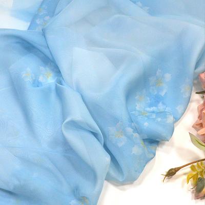 Chinese Style Small Pear Flower Tie-dye Printing Chiffon Fabric For Diy Sewing Craft Cheongsam Hanfu Dress Stage Costume Fabric