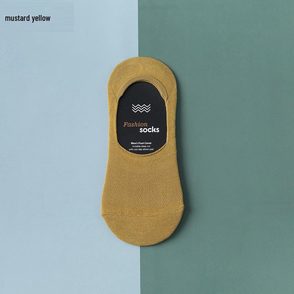Men's Summer Cotton Mesh Sole Low-Cut Invisible Boat Socks