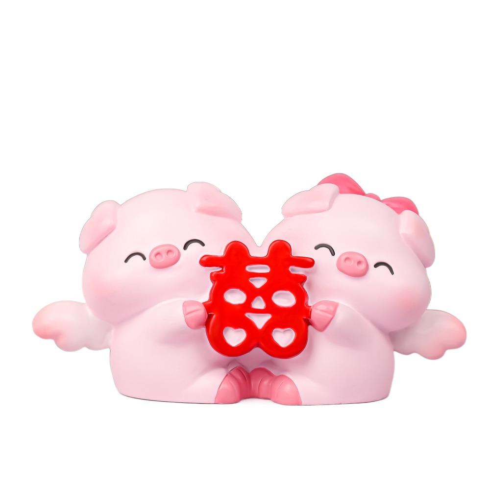 Cartoon Pig Statue Cute Miniatures Figurine Cake Decoration Couple Piggy Ornament  Home
