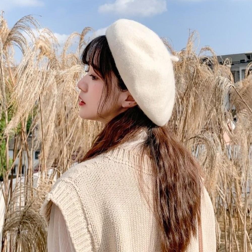 Plush Women Wool Berets Cloud Artist Hat Vintage Painter Caps Ladies