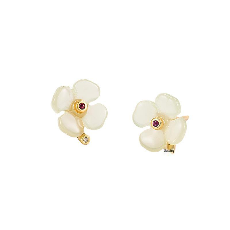 Lucky Hetian Jade Retro Stud Earrings for Women - Niche Design 2022
