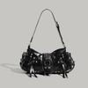Spicy Girl Leather Motorcycle Crossbody Bag with Rivets - 2025 Fashion