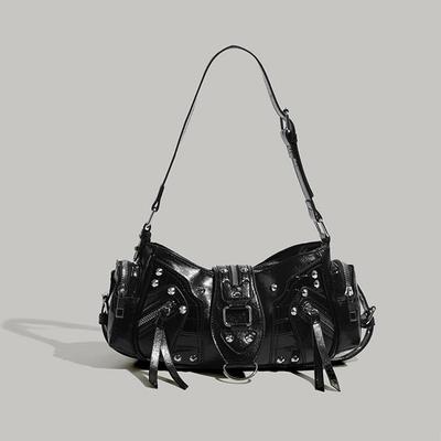 Spicy Girl Leather Motorcycle Crossbody Bag with Rivets - 2025 Fashion